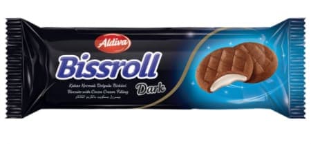 Aldiva Bissroll Bitter Kakaolu Hindistan Cevizi Kremalı Dolgulu Bisküvi 54 gr