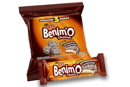ETİ Benim'o Kaplamalı Marshmallow ve Hindistan Cevizli Bisküvi Poşeti 72 gr