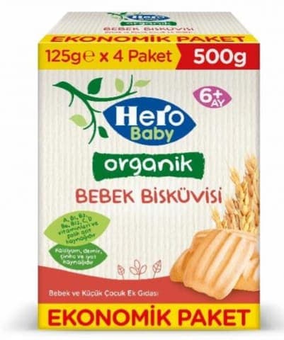 Hero Baby Organik Bebek Bisküvisi Ekonomik Paket 500 gr
