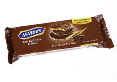 Mc Vitie's Tam Buğday Bisküvi Kaplamalı Bitter 102 gr