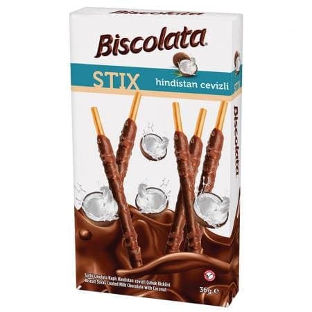 Şölen Biscolata Stix Sütlü Çikolata Kaplamalı Çubuk Bisküvi Hindistan Cevizli 36 gr