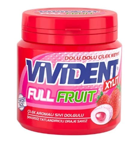 Vivident Full Fruit Çilekli Sakız 90 gr