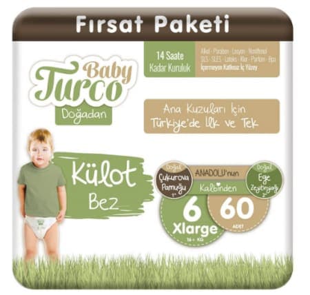 Baby Turco Külot Bez Doğadan Avantaj Paket No 6 60 Adet