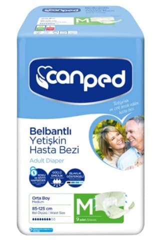 Canped Belbantlı Yetişkin Hasta Bezi Beden M 9 adet