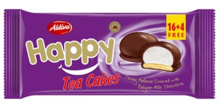 Aldiva Happy Tea Cakes Çikolata Kaplı & Karamel Dolgulu Marshmallowlu Bisküvi 240 gr