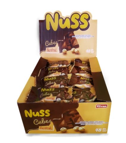 Elvan Nuss Cubes Fındık Krema Dolgulu Sütlü Kokolin 12gr