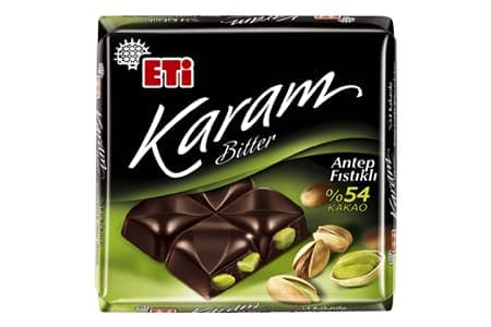 ETİ Karam %54 Kakaolu ve Fıstıklı Bitter Çikolata 80 gr