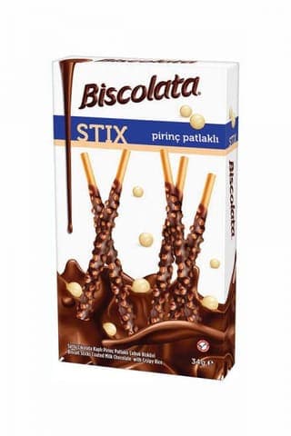 Şölen Biscolata Stix Sütlü Çikolata Kaplamalı Pirinç Çıtır Çubuk Bisküvi 34 gr